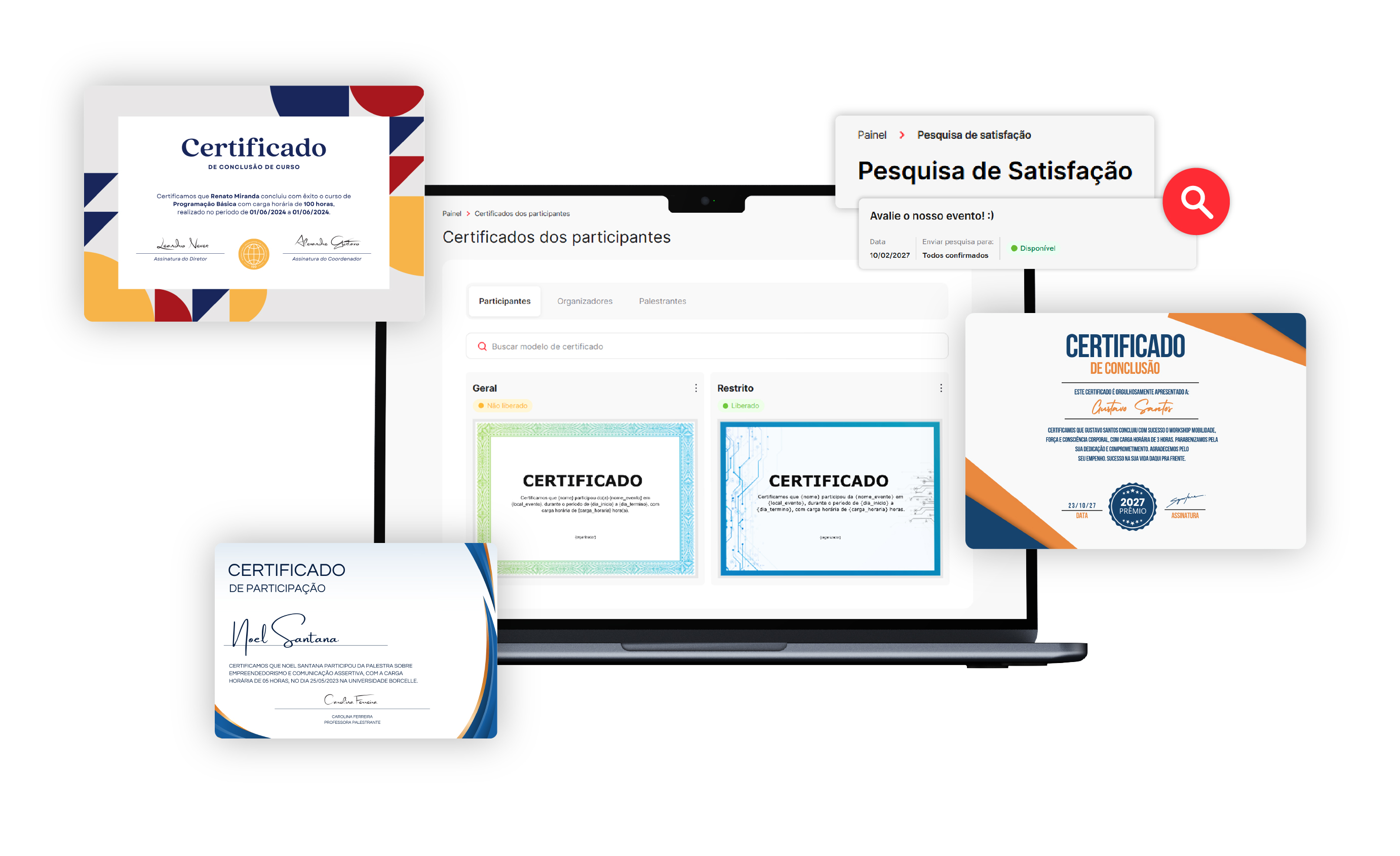 Certificados para diferentes participações