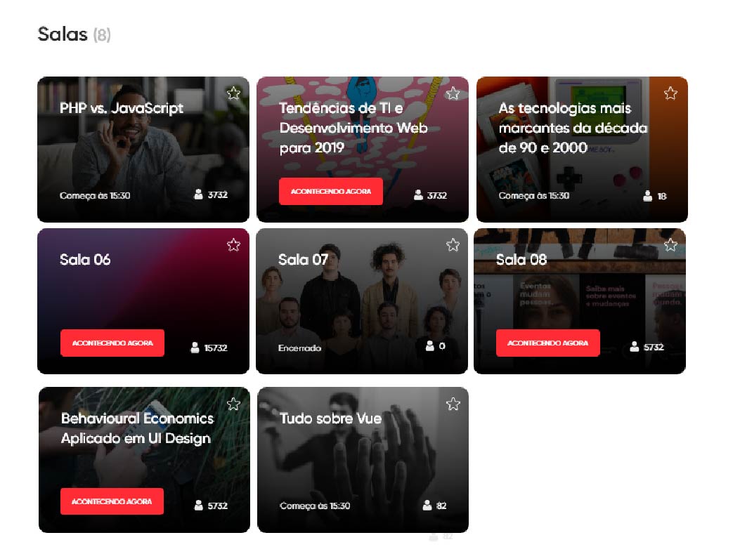 Salas disponíveis e transmissão aberta no Doity Play