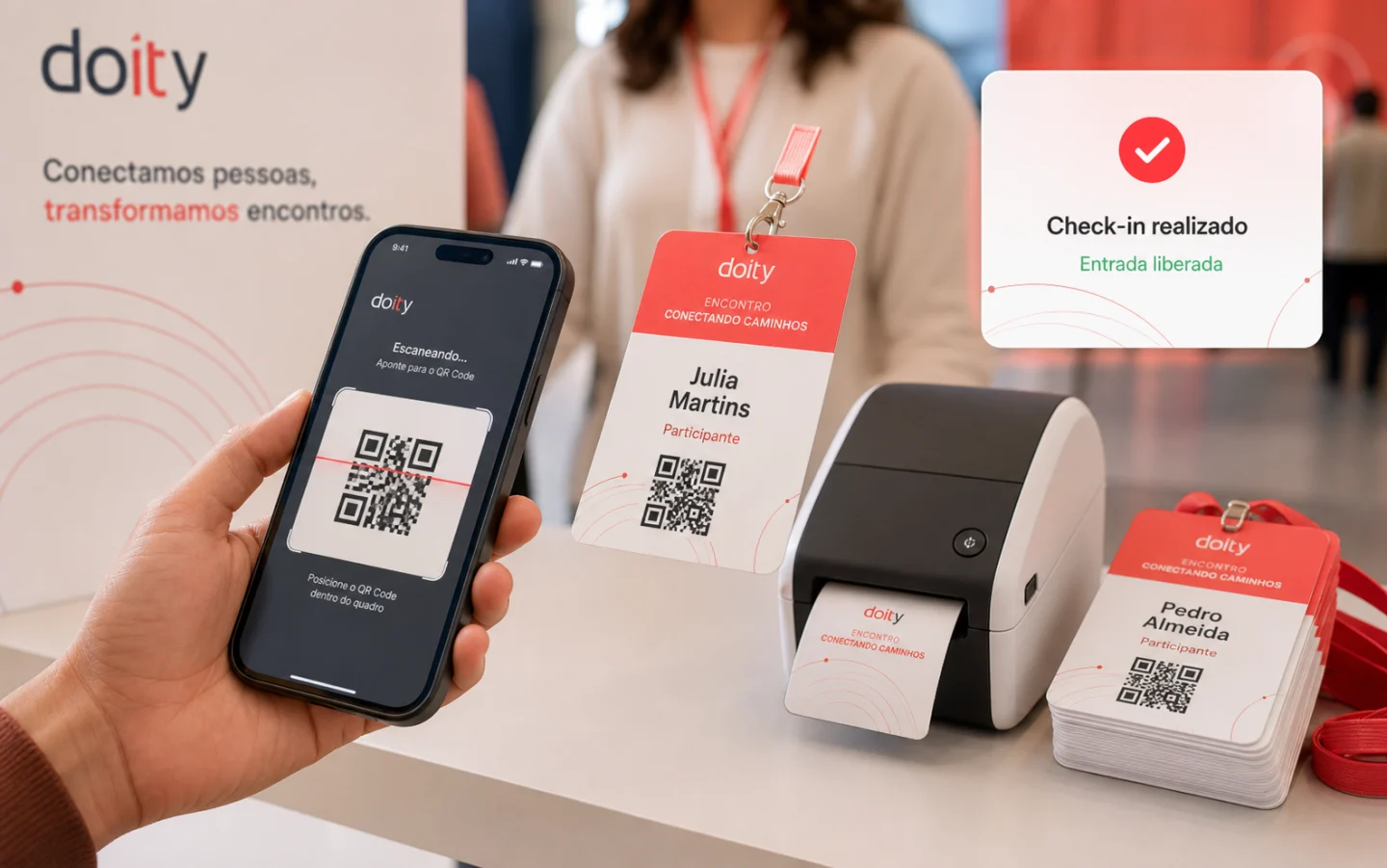 Check-in por QR Code e impressão de credenciais com a Doity