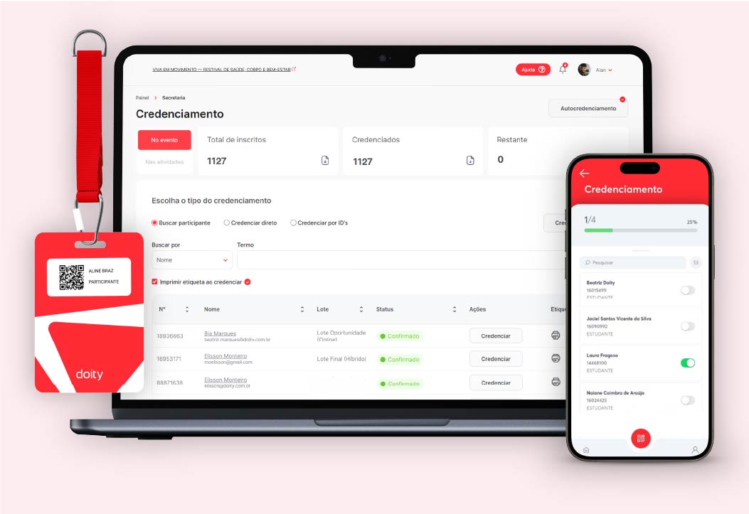 Credenciamento e check-in em atividades