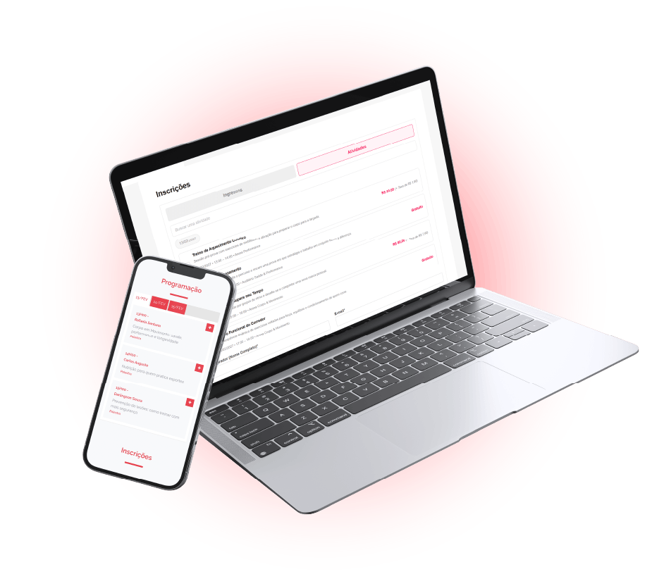 Painel de inscrições em atividades com vagas e programação