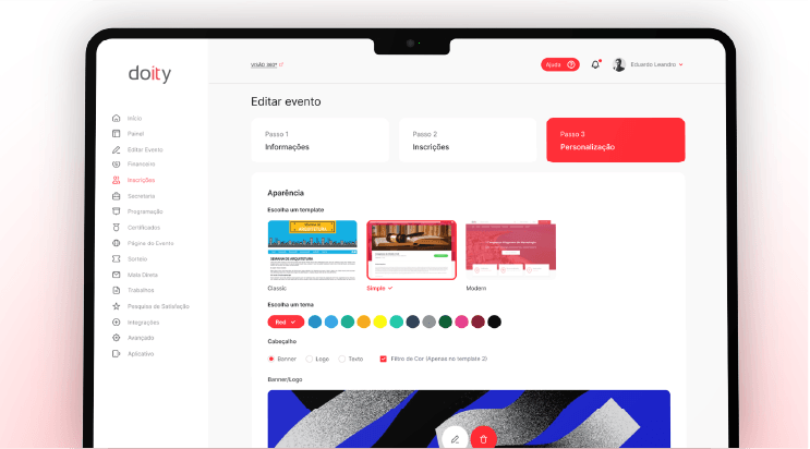 Configuração e personalização da página