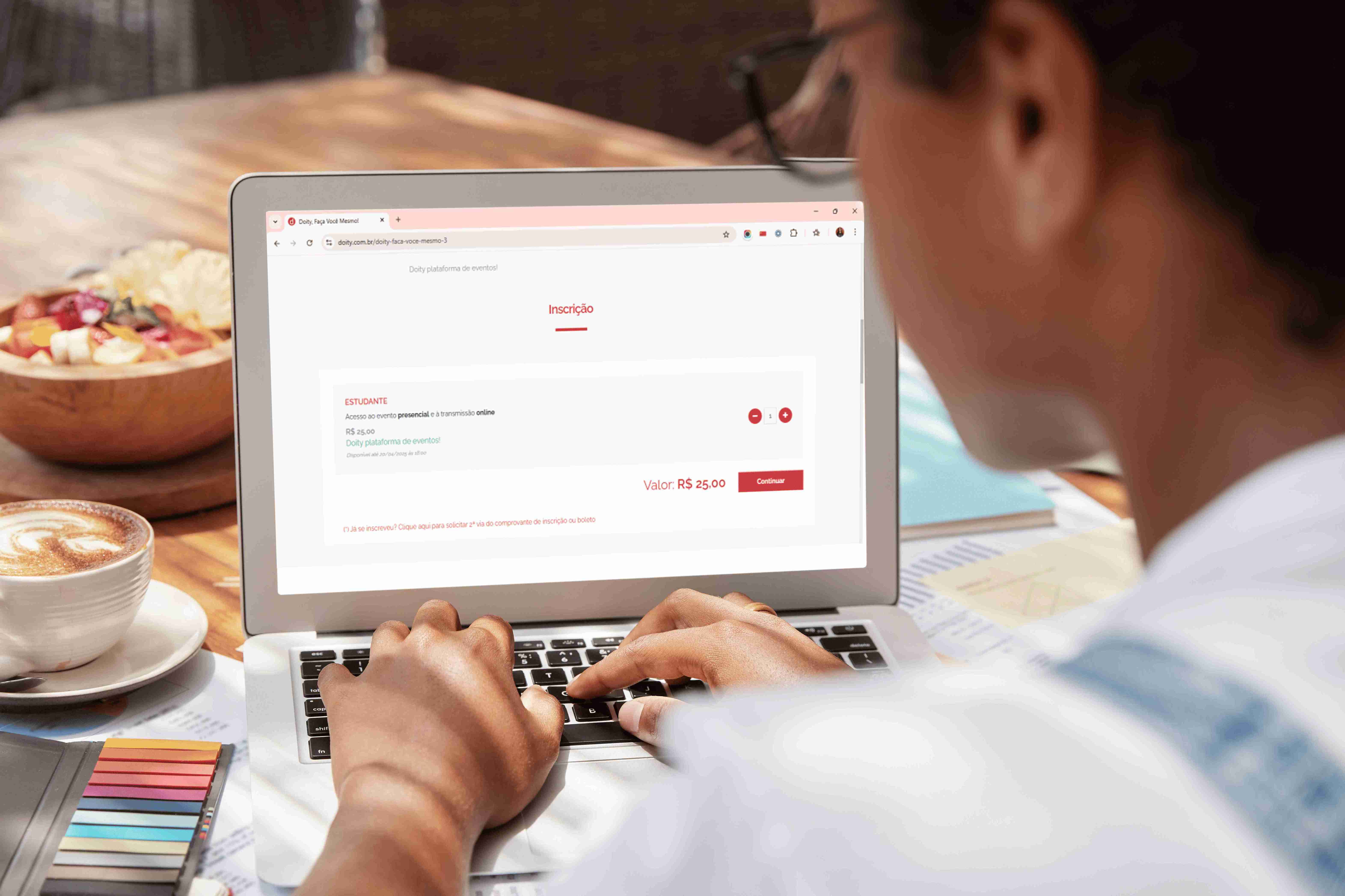 Fluxo de inscrição e pagamento na Doity