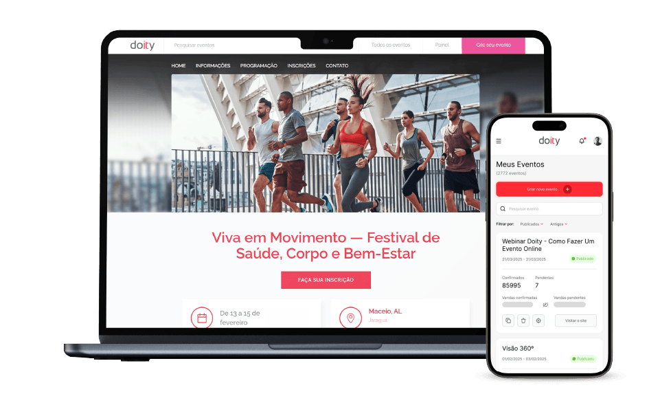 Site do evento com inscrição integrada
