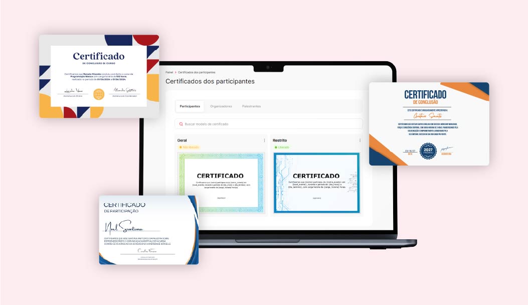 Modelos de certificados para autores, avaliadores e participantes